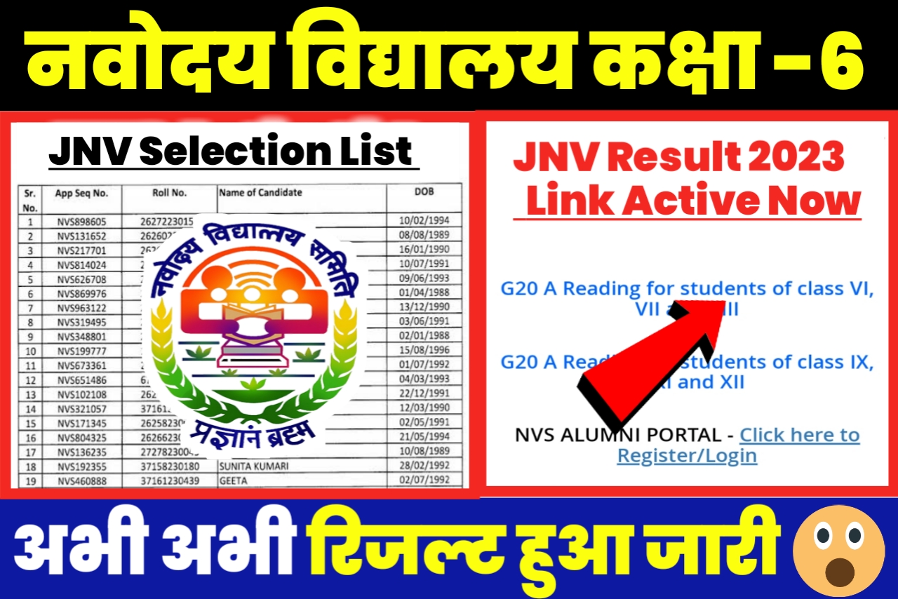 Jawahar Navodaya Result 2023 Class 6