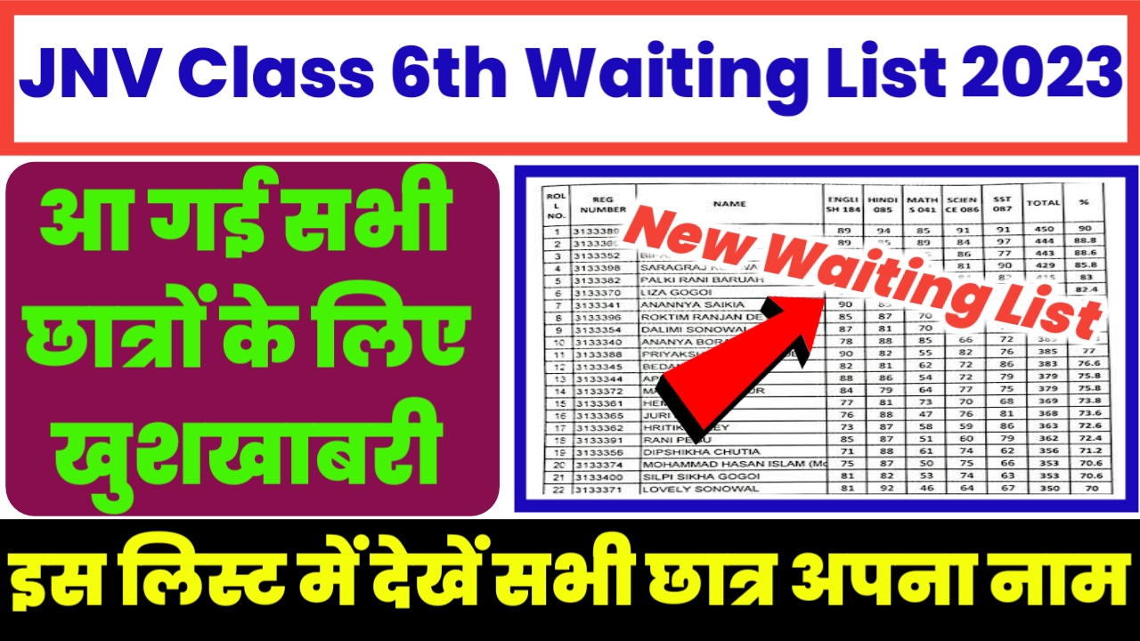JNV Class 6 th Waiting List 2023